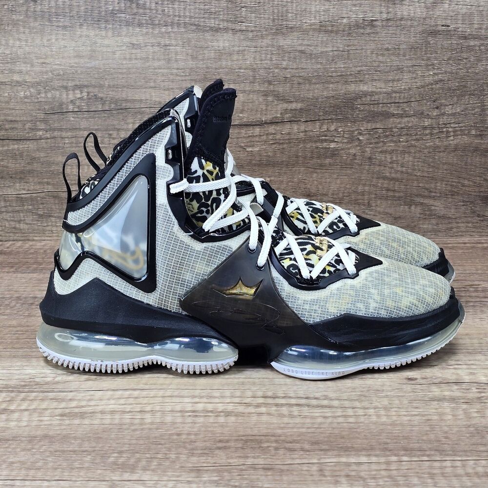 Nike Lebron 19 Royalty Men's Size 10 White Metallic Gold Black Shoes (CZ0203-100